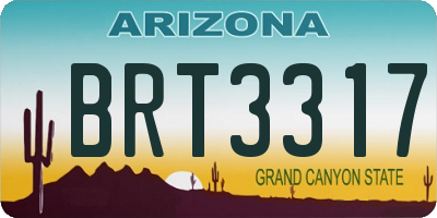 AZ license plate BRT3317