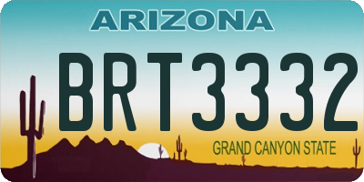 AZ license plate BRT3332