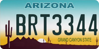 AZ license plate BRT3344