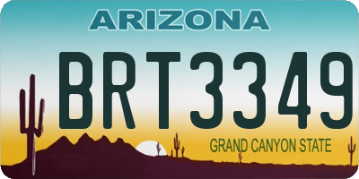 AZ license plate BRT3349