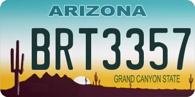 AZ license plate BRT3357
