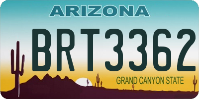 AZ license plate BRT3362