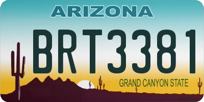 AZ license plate BRT3381