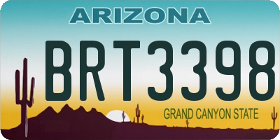 AZ license plate BRT3398