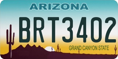 AZ license plate BRT3402