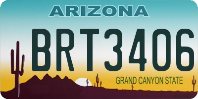 AZ license plate BRT3406