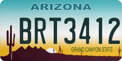 AZ license plate BRT3412
