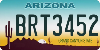 AZ license plate BRT3452
