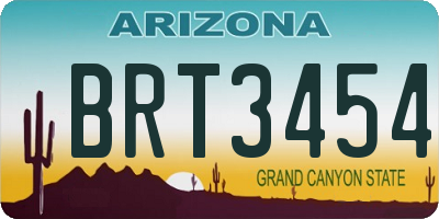 AZ license plate BRT3454