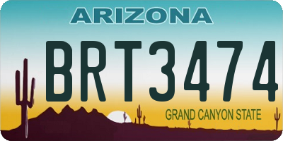 AZ license plate BRT3474