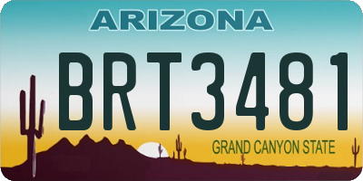 AZ license plate BRT3481