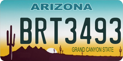 AZ license plate BRT3493