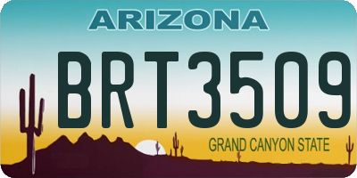 AZ license plate BRT3509