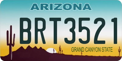 AZ license plate BRT3521
