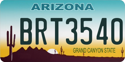 AZ license plate BRT3540