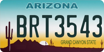 AZ license plate BRT3543