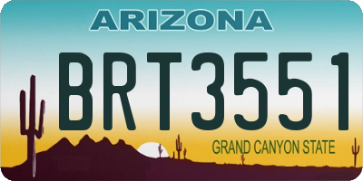 AZ license plate BRT3551