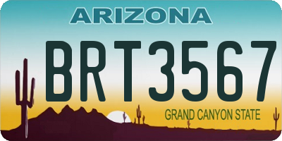 AZ license plate BRT3567