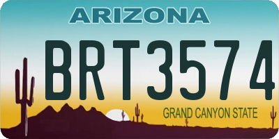 AZ license plate BRT3574