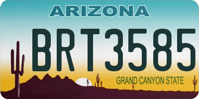 AZ license plate BRT3585