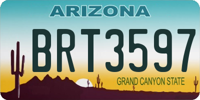 AZ license plate BRT3597