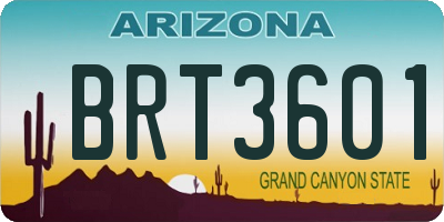 AZ license plate BRT3601