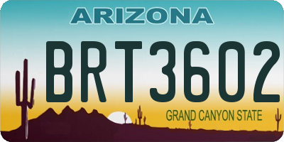 AZ license plate BRT3602