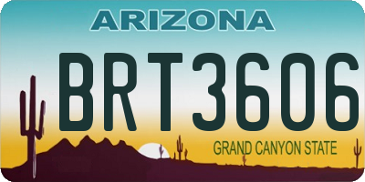 AZ license plate BRT3606