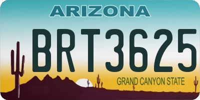 AZ license plate BRT3625