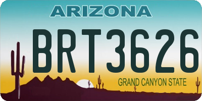 AZ license plate BRT3626