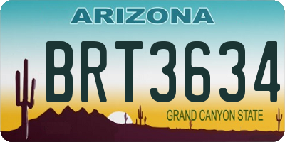 AZ license plate BRT3634