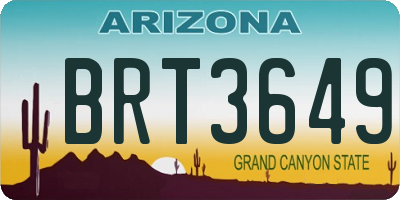 AZ license plate BRT3649