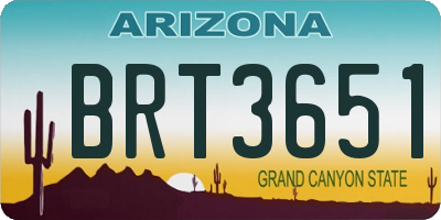 AZ license plate BRT3651