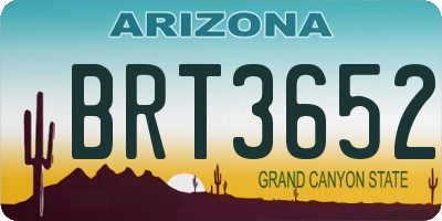 AZ license plate BRT3652