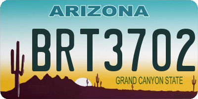 AZ license plate BRT3702