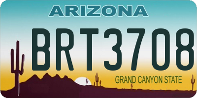 AZ license plate BRT3708