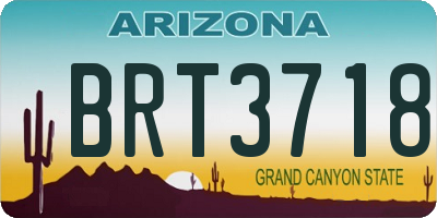 AZ license plate BRT3718