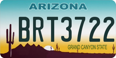 AZ license plate BRT3722