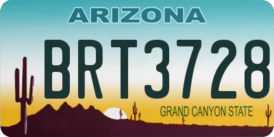 AZ license plate BRT3728