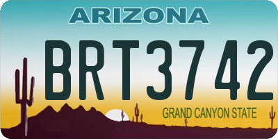 AZ license plate BRT3742