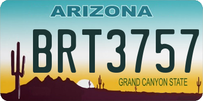 AZ license plate BRT3757