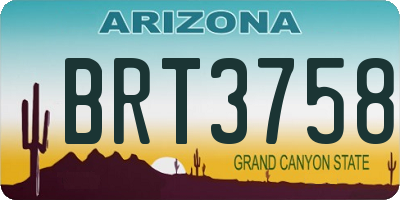 AZ license plate BRT3758