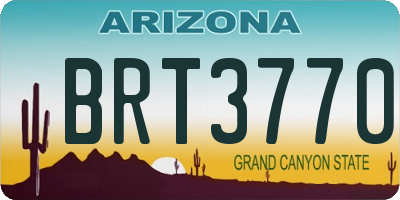 AZ license plate BRT3770