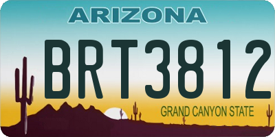 AZ license plate BRT3812
