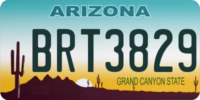 AZ license plate BRT3829