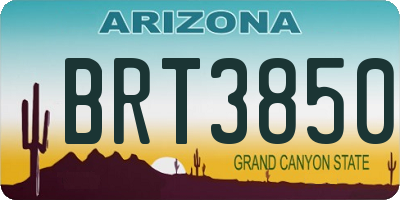 AZ license plate BRT3850