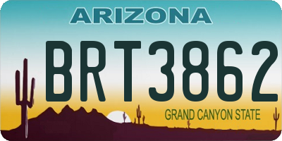 AZ license plate BRT3862
