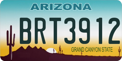 AZ license plate BRT3912