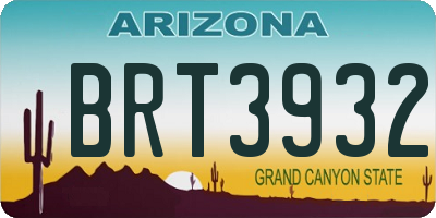 AZ license plate BRT3932