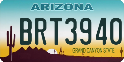AZ license plate BRT3940